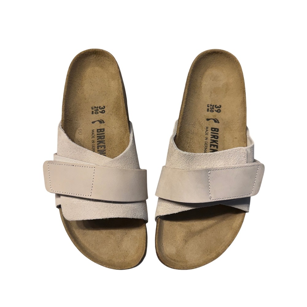 Birkenstock Oita Sandals Women 39 Antique White Suede Nubuck Slides Excellent